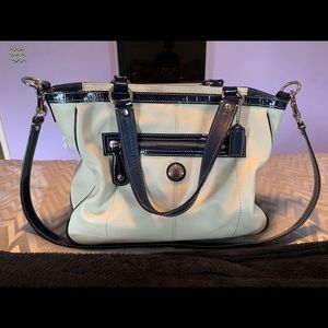 COACH Leather White and Navy Purse